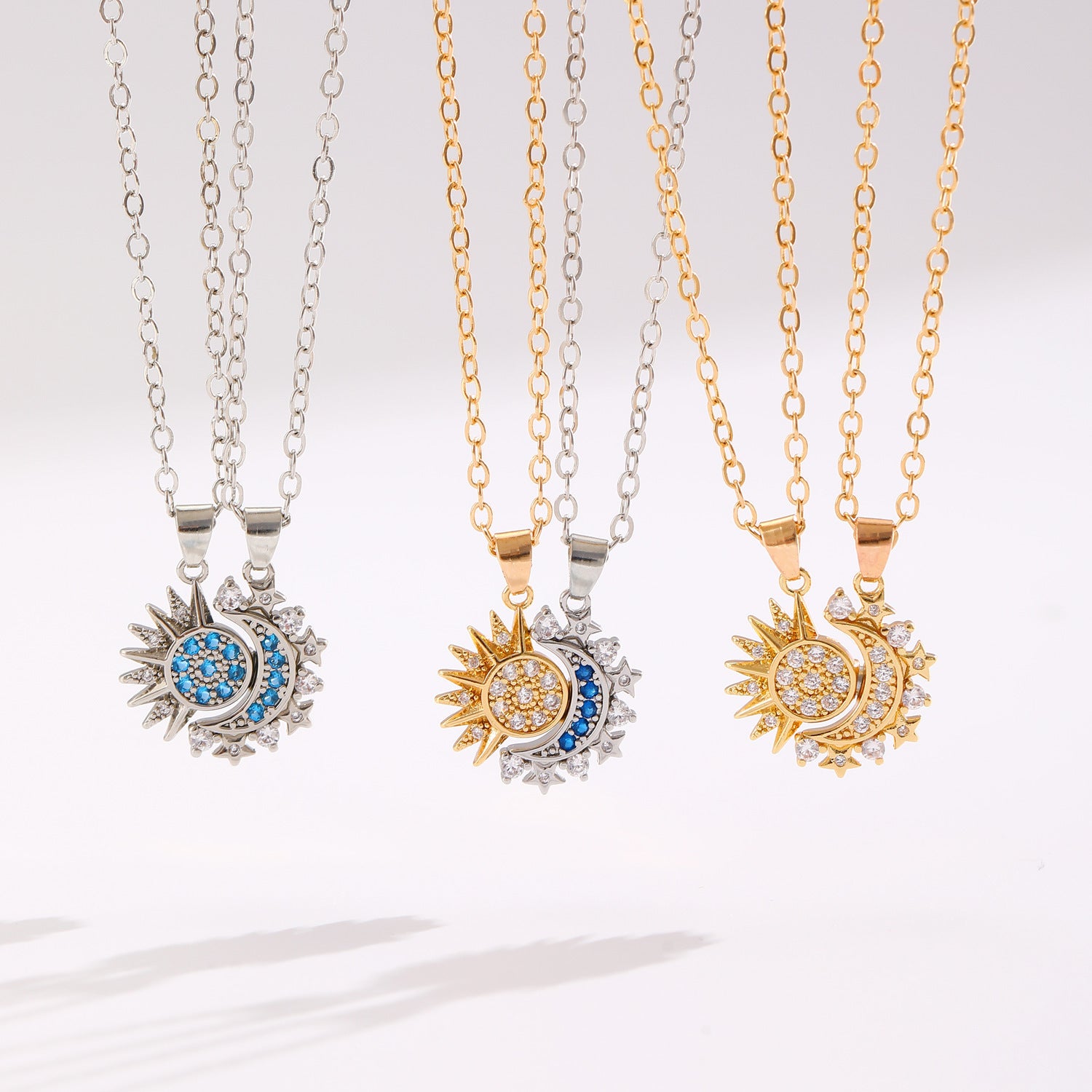 Collana con ciondolo magnetico Sole e Luna, 2 pezzi, per coppie